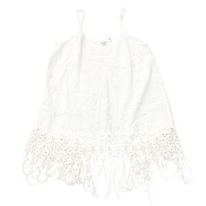 UMGEE Usa Eyelet Lace Fringe Hem Spaghetti Strap Tank Top Size Small